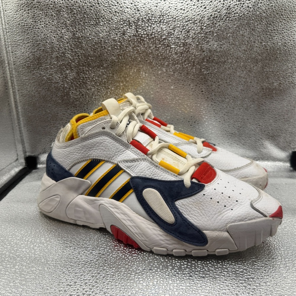Size 10 Adidas Streetball White Navy Scarlet Mens Lace-Up Athletic Shoes FW8621